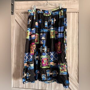 Sag Harbor Black A-Line Skirt with Vibrant Geometric Print
